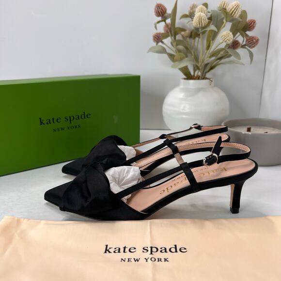 Kate Spade NY Marseille Slingback Pumps Pointed Toe Black Women 7B Tried On - Picture 2 of 11